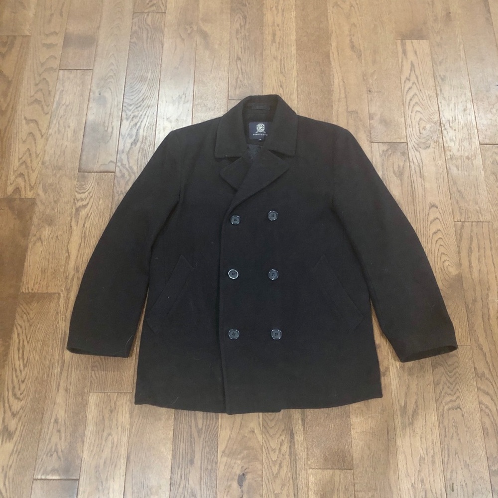 Men's Harvey & Jones Black Peacoat